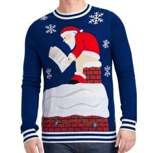 Tipsy Elves Mens 4XL Santa Log On The Fire Ugly Sweater Funny Bathroom Humor NWT